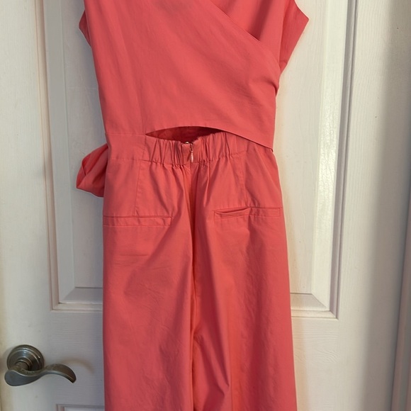 J.Crew Pink Wrap Tie Stretch Poplin cotton Jumpsuit size 6 - Picture 6 of 8